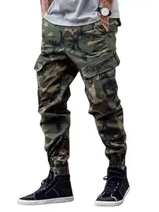 Lymio Men Cargo || Army Design Cargo || Cotton Drawstring Pant Six Pocket (Also Available in Plus Sizes) (Army-03-04)