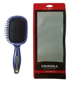 CHAOBA Professional Professional Classic Circle Shape Head PaddleHair Brush with Strong & flexible nylon bristles For Grooming, Straightening, Smoothing Hair, ideal for Men & Women, Blue (CHB-254)