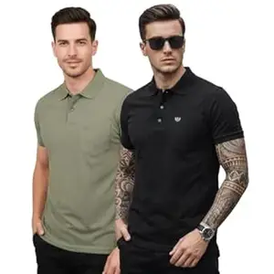 Basic Things Men Tshirt Combo, Collar with Pocket, Combo T Shirt for Men, Collar Polo T Shirt, Cotton Blend (Pack of 2)