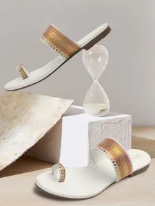 Picktoes PT-1193 Women's White Synthetic Leather Casual Flat Sandal