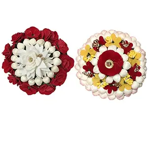 Arooman™ Fabric flower juda bun/gajra for women,girls hair flower accecories for occasions,Pack-2,multicolor