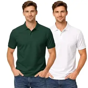 DIAZ Men’s Half Sleeve Polo T-Shirt | Half Sleeves Polo Neck T Shirt for Men | Half Sleeve Polo Tshirt | Regular Fit Solid Casual Wear Office Wear T-Shirt-Pack of 2