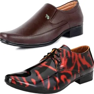 Vitoria Derby Shoes for Men | Shoes for Men with PU Sole | Comfortable & Lightweight |Durable & Trendy Design | Color : Multicolor | Size : 7 VTR_101BkRd_VTR_2005Brwn_2S_7