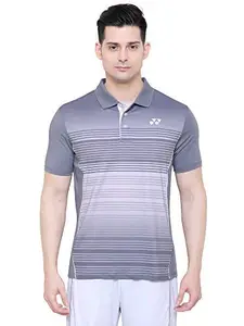 Yonex 1174-30 Polyester Badminton Mens Polo T-Shirt, Medium (Steel Gray)