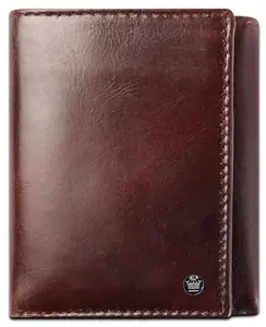 Louis Philippe Wallet for Men Tri-Fold Slim & Sleek with RFID Security Genuine Leather (Brown)
