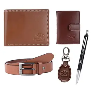 Leather Junction 5 in 1 Gift Set for Men Wallet | Belt | Card Holder | Key Ring | Pen Combo Set (145050543072KH19)