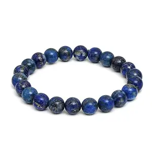 Atyahara Lapis Lazuli Bracelet - Genuine 8mm Deep Blue Gemstone Beads with Golden Pyrite Inclusions - Stretchable, Adjustable Band - Elegant Jewelry for Men & Women