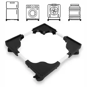 HOMIFLY Adjustable Top Load Washing Machine Stand/Refrigerator Trolley/Multiple use Cooler/Wardrobe/Dish Washer/Trolley Capacity 140 Kg Min-16.5X19.5 Max-25.5X32 (Black)