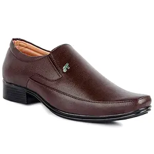 Vitoria Men's Synthetic Leather Slip-On Formal Shoes for Men's and Boys/Office Shoes/Suit Shoes/Dress Shoes/Party Shoes Brown