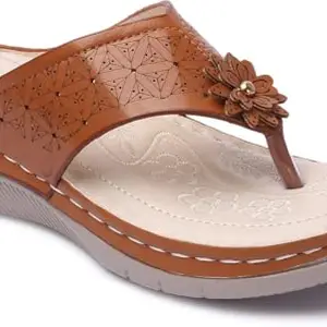 Picktoes PT-5016 Women's Tan Synthetic Leather Casual Flat Sandal
