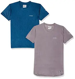Charged Active-001 Camo Jacquard Round Neck Sports T-Shirt Light-Grey Size Small And Charged Play-005 Interlock Knit Geomatric Emboss Round Neck Sports T-Shirt Teal Size Small