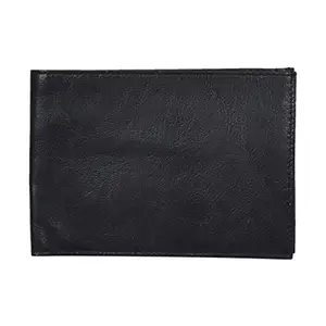 Leatherman Fashion LMN Genuine Leather Black Unisex Cheque Book Holder (3 Card Slots)