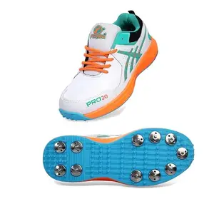 FEROC PRO Strike Full Spikes Cricket Shoes (Orange, 5)