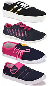 Shoefly Shoefly Multicolor (5041-1044-5026-11028) Women's Casual Sports Running Shoes 5 UK (Set of 4 Pair)