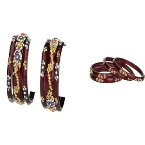 Somil Elegant Combo Bangles For Women & Girls | Stylish Bangles Set For Everyday & Functions, Pack Of 10, Maroon, Maroon -B543