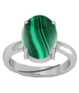 SIDHGEMS 5.25 Ratti 4.00 Carat Natural Malachite Silver Plated Gemstone Ring for Men and Women
