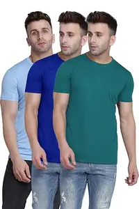 TQH Men Dri Fit Polyester Half Sleeve Round Neck Multicolor T-Shirts - Pack of 3