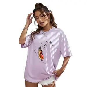 CNQFS FASHION CQNFS Fashion Stylish Oversized Printed T-Shirt for Women|OST-329 (Small)