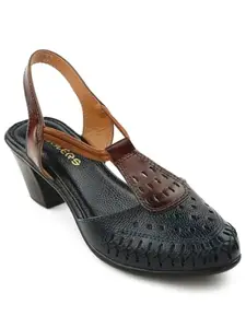 Liberty Healers TLO-41 Casual Block Heel Sandal For Women With PU Sole | Comfortable Outolse Lightweight Trendy Design | Durable Soft Insole | Stylish Footwear and Cushioned Footbed (Navy Blue 36EU)