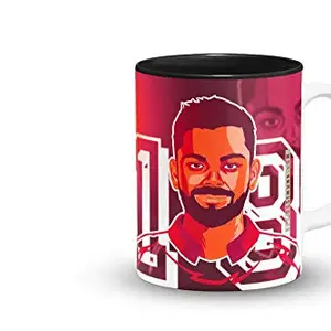 The Desi Monk Virat Kohli Inside Black Mug with Print | Indian Cricketer Coffee Mug | Royal Challengers Bangalore Printed Coffee Mug for Friends | 330 ml, Microwave & Dishwasher Safe| CM-90