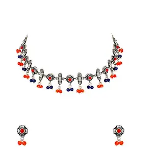 Voylla Choker Necklace for Women (Silver)(8907617854793)