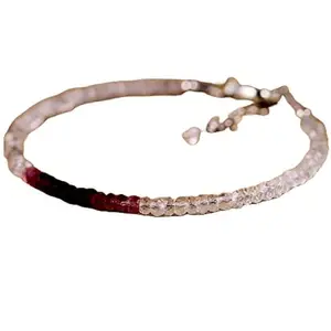 RRJEWELZ Berry Spinel & White Topaz bracelet for men & women - 3-3.5mm Rondelle Faceted beads - 7 Inch Adjustable with Silver plated clasp – Healing, Fashion, Gift, Spiritual, Yoga|LCBR_RR_07030