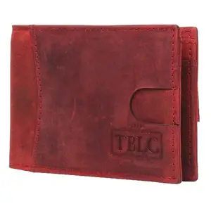 TBLC Genuine Leather Slim Wallet, RFID Blocked ID Window, Hunter Tan Leather Wallet for Men