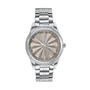 Sonata Poze 7 Analog Taupe Dial Silver Sheet Metal Strap Watch for Men - SP70096SM01W