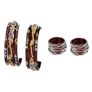Somil Elegant Combo Bangles For Women & Girls | Stylish Bangles Set For Everyday & Functions, Pack Of 14, Maroon, Maroon -B509