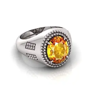 7.25 Ratti Yellow Sapphire Original Stone Adjustable Ring For Men And Women With Lab Certified A-14