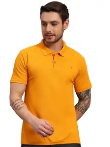 Mens Solid Polo Neck Half Sleeve Tshirt-PWD1001-MUSTARD