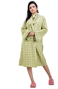 CLYMAA Full Sleeves Short Knee Length Robe/House Coat/Night Gown/Sleep Robe Sleepwear for Women-CHCSHORT21285009LGXXL