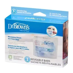 Dr. Brown's Natural Flow Microwave Steam Sterilizer Bags X 5 (Pack of 1, White)