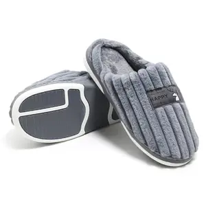 Richmen Unisex Winter Flip Flop Slipper for Men and Women Soft Faux Fur Slip On Indoor Home Slides Slipper for Bedroom Sandals (Grey 42-43) 7uk