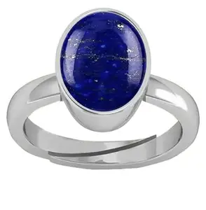 Kirti Sales 5.25 Ratti 4.00 Carat Deluxe Quality Natural Lapiz/Lapis Silver Plated Adjustable Ring Gemstone by Lab Certified(Top AAA+) Quality