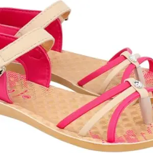 WALKAROO WL7723 Womens Fashion Sandals for Casual Wear & Regular Use - PinkBeige