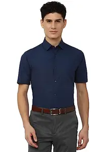 Peter England Men's Regular Fit Shirt (PESHMNUBR44603_Navy
