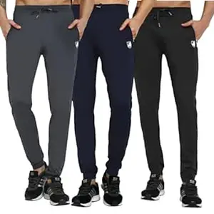 RynoGear Regular fit Stretchable Track Pants Combo with Zipper Pockets (Pack of 3)