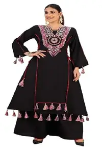 Fashleeva Elegant White Embroidered Kurta Set with Tassel Detailing Festive & Ethnic Wear for Women