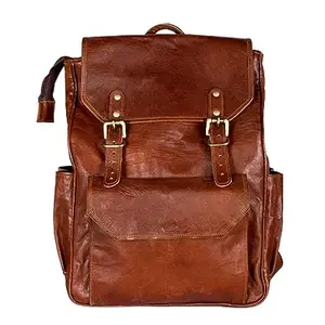 MUMMY PAPA ENTERPRISES Leather Backpack Bags, College/School Teenage Bag|Business bag|Luggage Travel Waterproof Laptop Hiking Bag in Brown for Men/Women