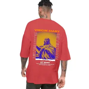 ALLEN BLACK Oversized Tshirt for Mens Half Sleeve Cotten Collection Summer Wear (in, Alpha, XL, Regular, RED)