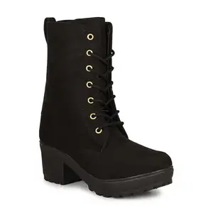 commander shoes Long Calf Zipper Casual Boots For Girls and Women (41, Black, 829)