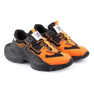 YUVRATO BAXI Mesh Material Orange Casual Sports, Running Lace-Up Eva Shoes for Men. - 10 UK