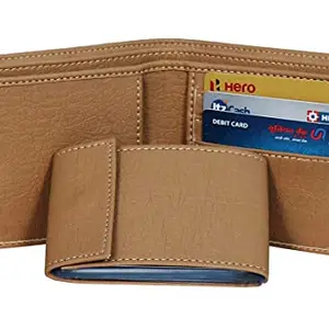 JUST-STYLE PU Leather Wallet for Men Women (Beige)