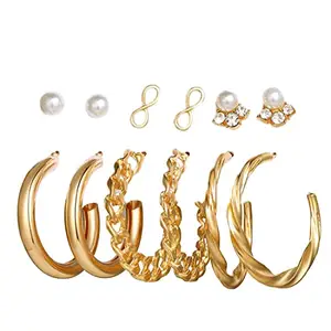 Jewels Galaxy Gold Plated Hoops Earrings Combo For Women/Girls (Style 1) (JG-PC-ERG-8653)