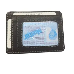 REONNDARLING Genuine Leather Black Color Multiple Card Holder Mini Wallet for Mens