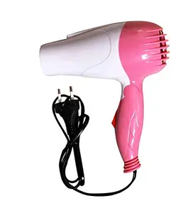 Nirvani NV-1290 Foldable Hair Dryer for Men & Women with Stylish Nozzle, 2 Speed Control and Heavy Duty Plastic Body (1000 Watt, Pink & White)