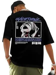 ENCIGER Men Printed Oversized T-Shirt Cotton Drop Shoulder Loose Fit Graphic Casual Wear Streetwear Tee