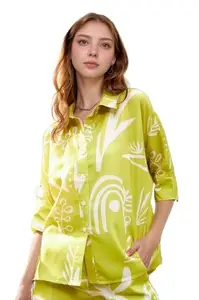 Winza Designer Women's Rayon Abstract Printed Green Top | Tops for Woman | Women Tops | top for Women Stylish Western | Women Tunics | Shirts for Women Tops for Jeans for Women 3XL