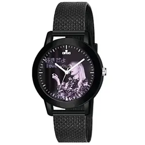 AROA Watch for Womens with Blackpink Lisa I Love U Model :551 in Black Metal Type Rubber Analog Watch Black Dial for Women Stylish Watch for Girls